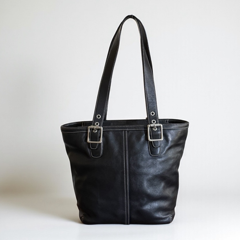 Authentic Coach Hampton Black Leather Tote Bag! - Picture 4 of 16